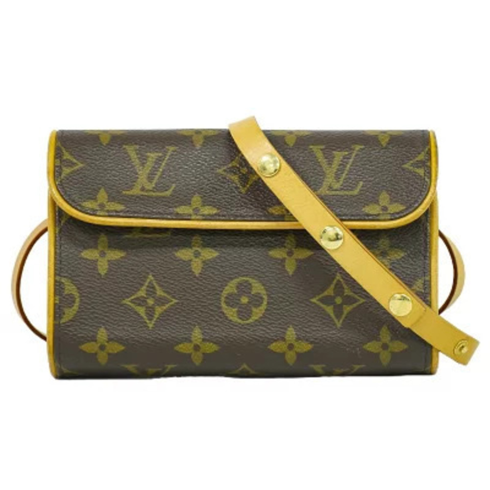 Louis Vuitton LV Florentine Monogram Pochette Waist Pouch Canvas Leather Brown